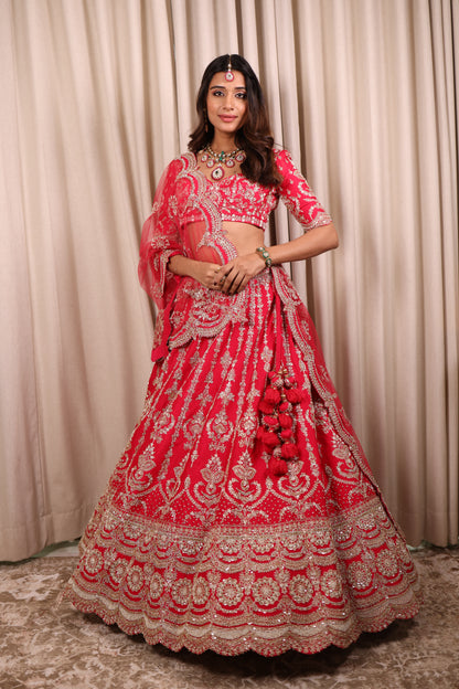 Beery Red Bridal Lehnga Choli