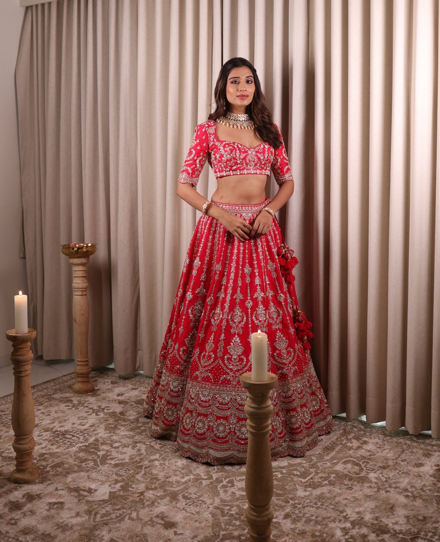 Beery Red Bridal Lehnga Choli