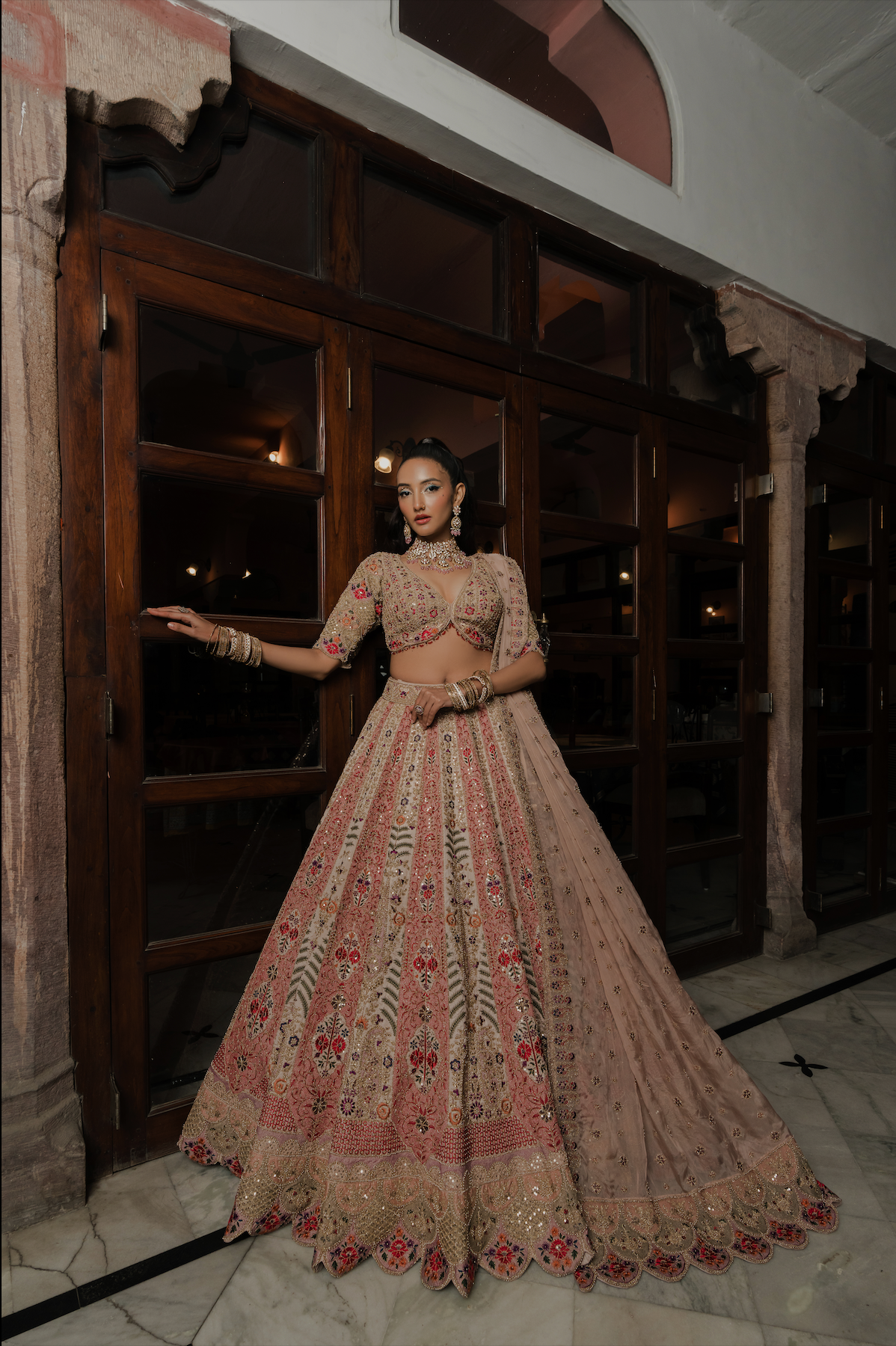 Beige Silk Designer Lehenga Choli