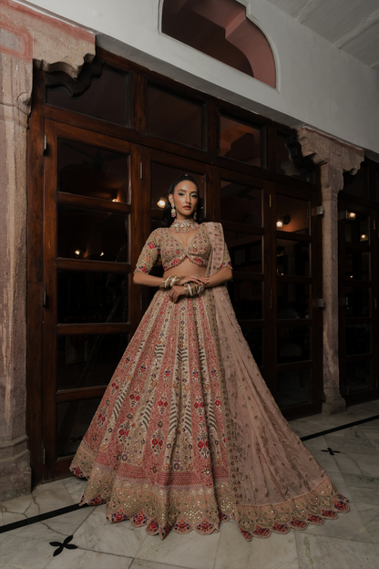 Beige Silk Designer Lehenga Choli
