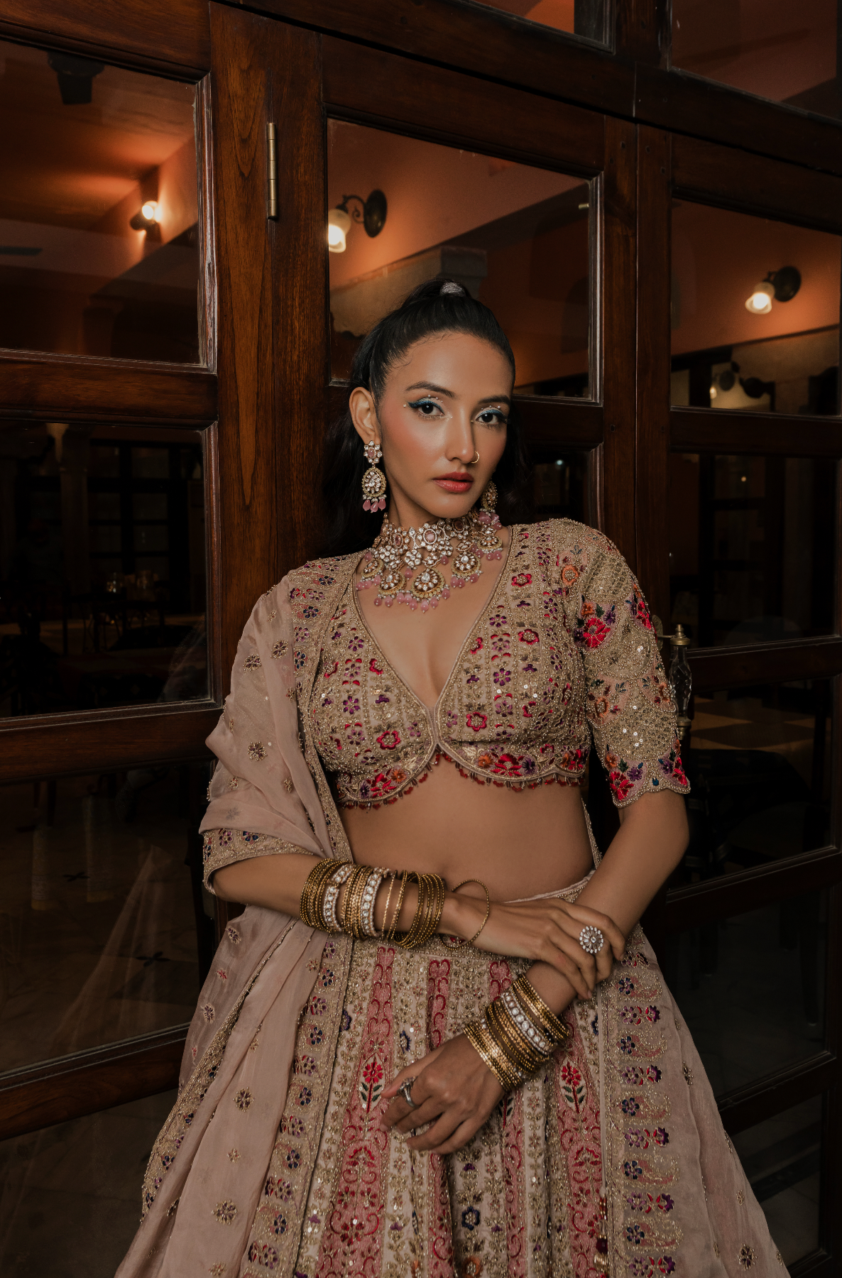 Beige Silk Designer Lehenga Choli