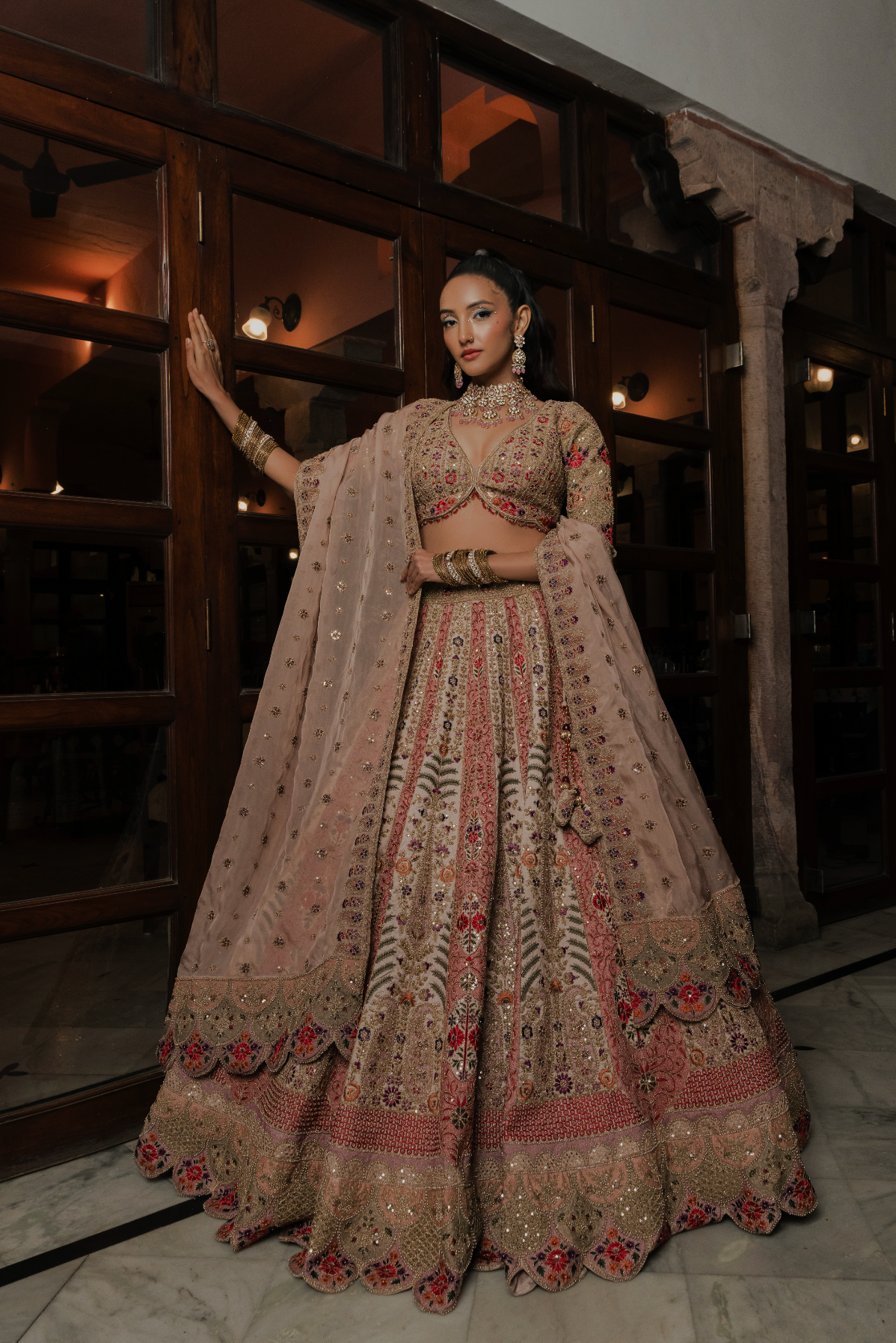 Beige Silk Designer Lehenga Choli