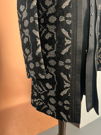 Black Indo-Western with Antique Gold Leaf Embroidery
