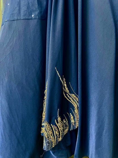 Blue Sequin Embroidered One-Shoulder Lehenga Set