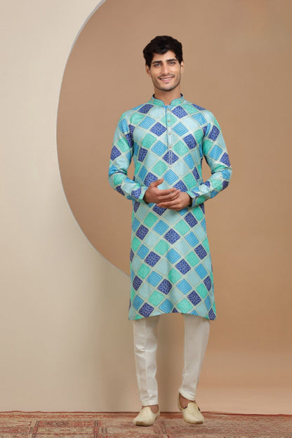 Blue Bandhani Kurta Set