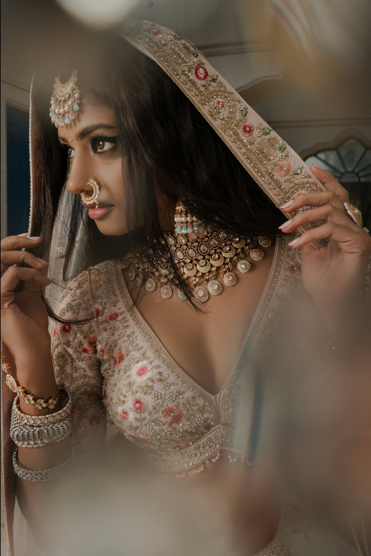 Blush Pink Silk Designer Lehenga with Zari & Resham Embroidery