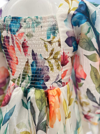 Botanical Bloom Organza Gown for Girls