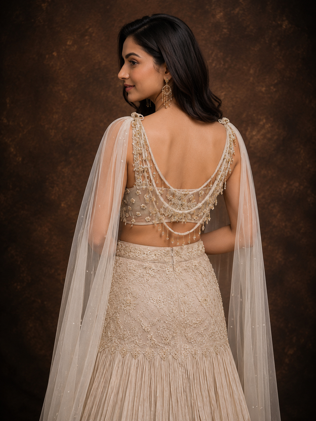 Champagne Beige Mermaid Lehenga Set