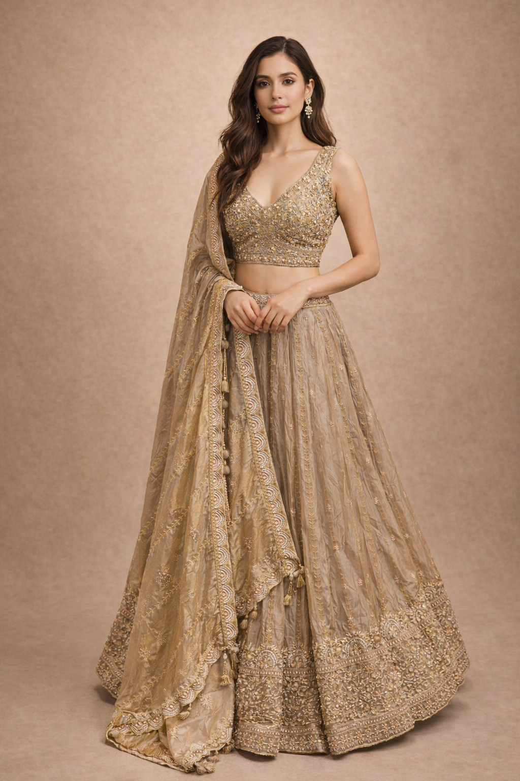 Champagne Gold  Lehenga Choli with Dupatta