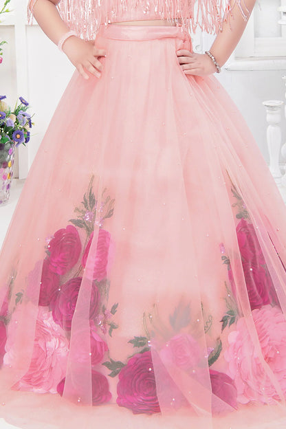 Designer Shimmer Peach Lehenga Choli