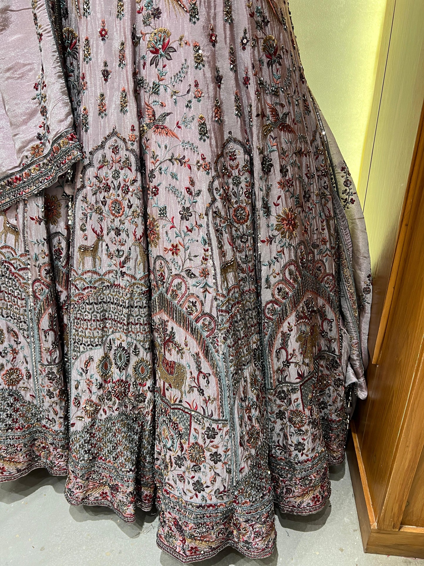 Dusty Lavender Threadwork Lehenga with Heavy Zardozi & Sequin Embroidery