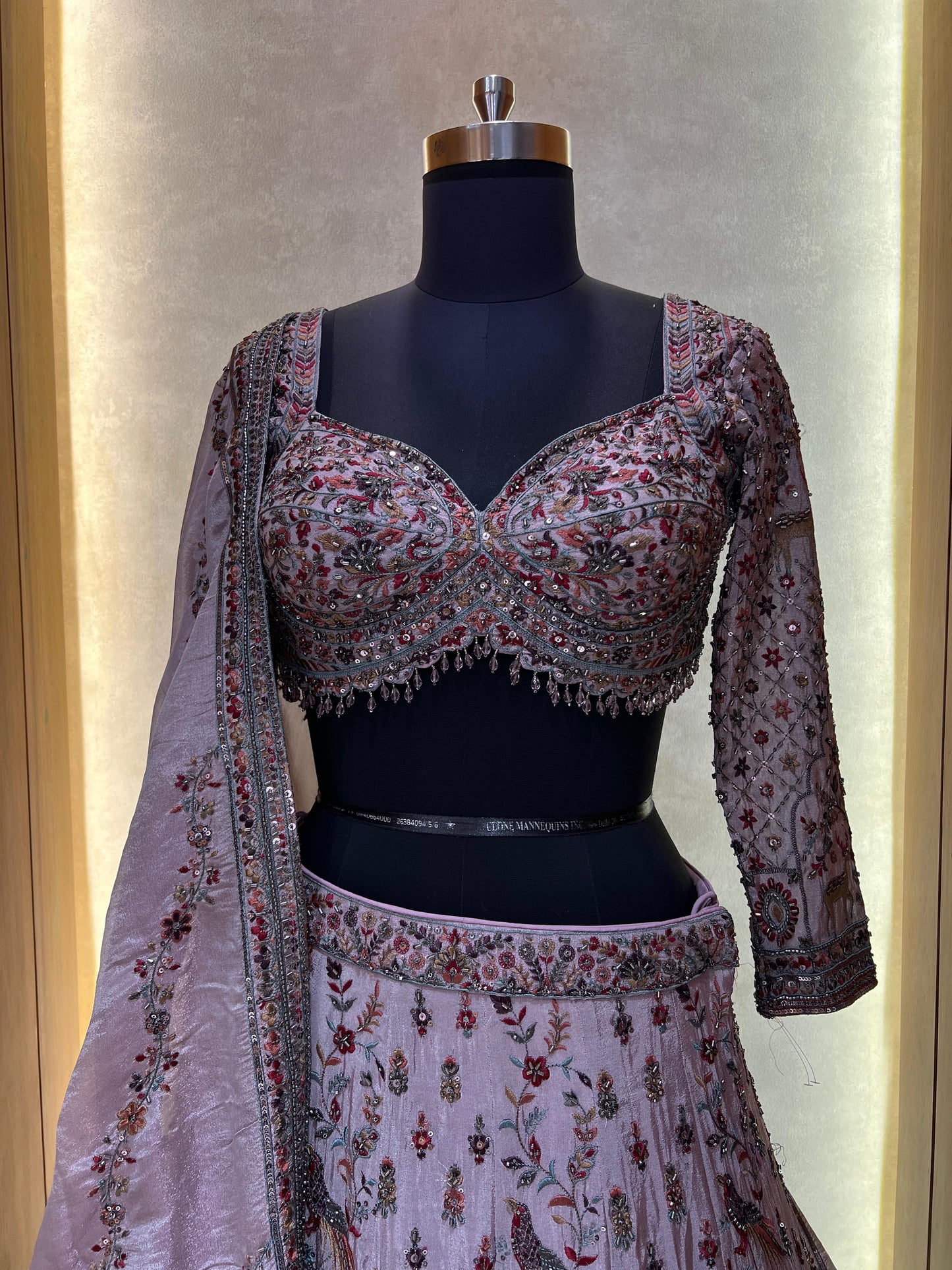 Dusty Lavender Threadwork Lehenga with Heavy Zardozi & Sequin Embroidery