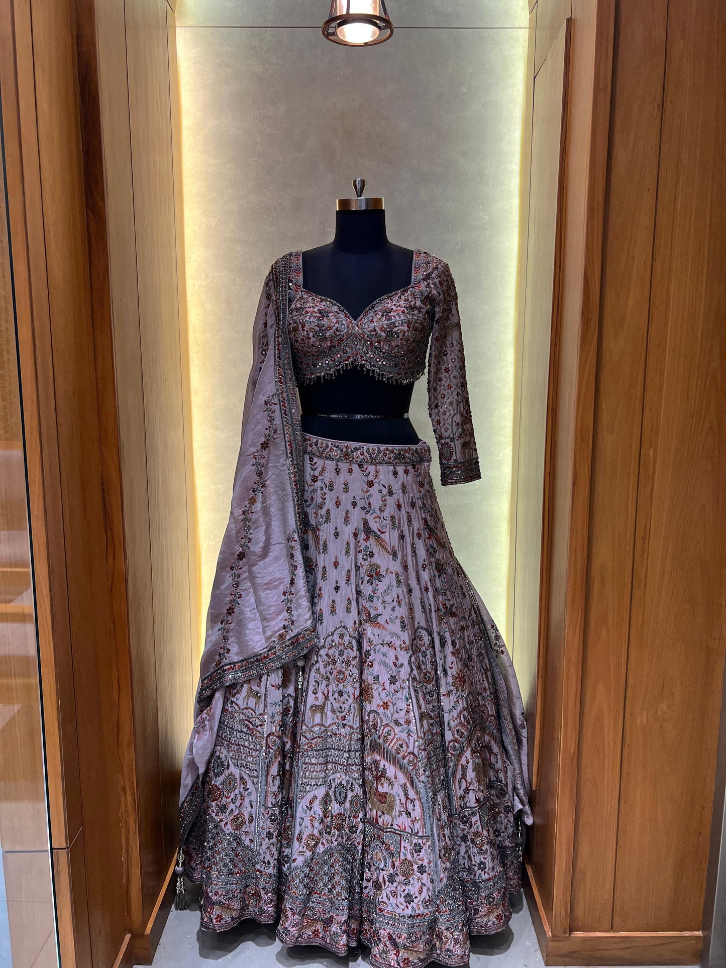 Dusty Lavender Threadwork Lehenga with Heavy Zardozi & Sequin Embroidery