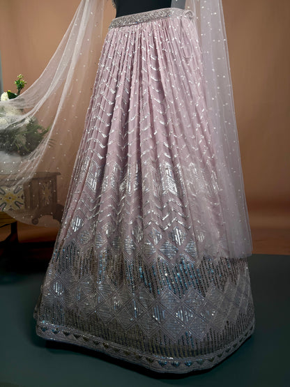 Dusty Pink Sequin Embellished Contemporary Lehenga Set