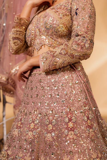 Dusty Rose Sequin Embroidered Lehenga Choli