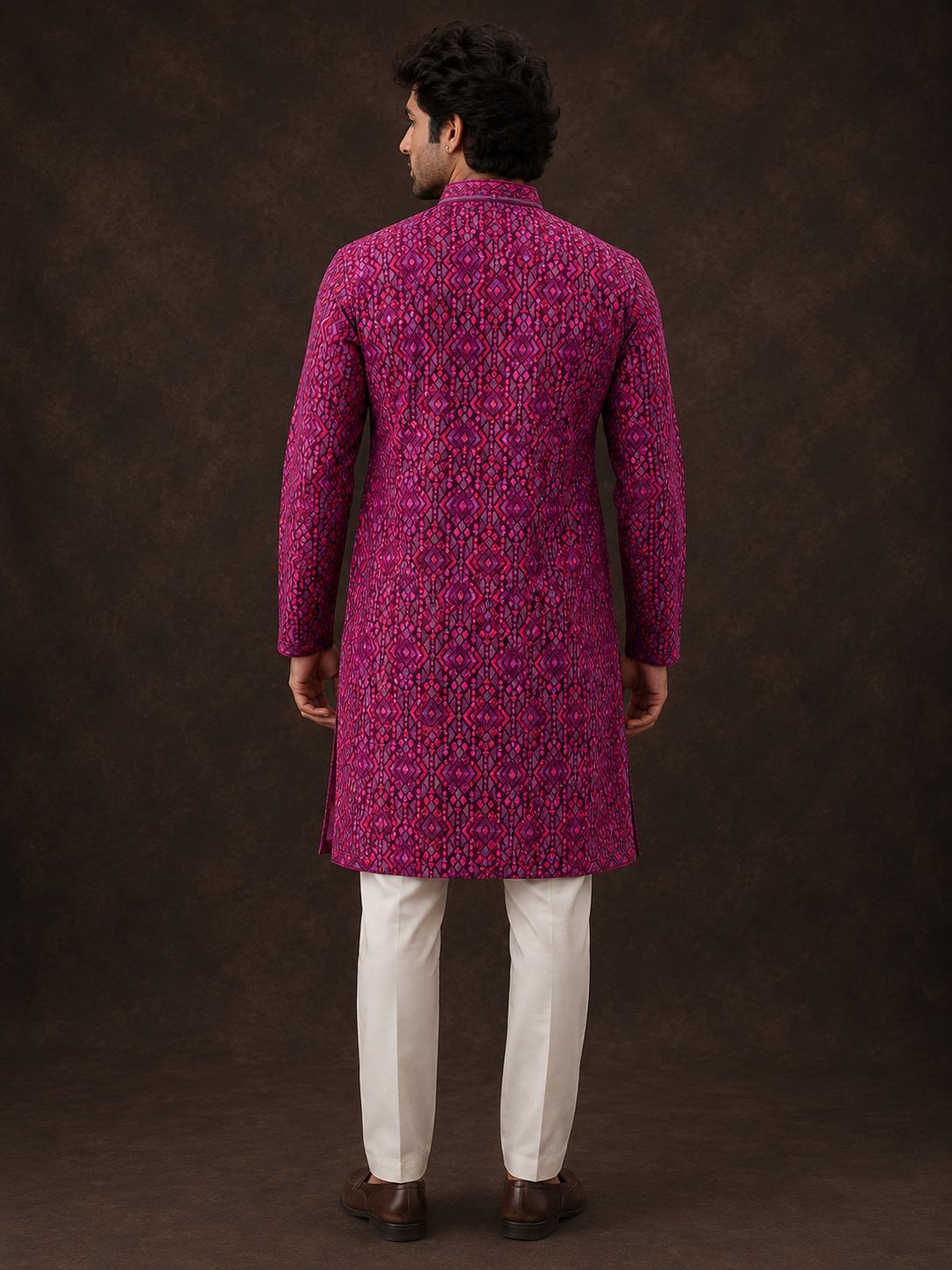 Fuchsia Pink Geometric Printed Kurta