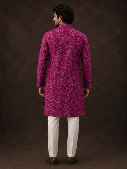 Fuchsia Pink Geometric Printed Kurta