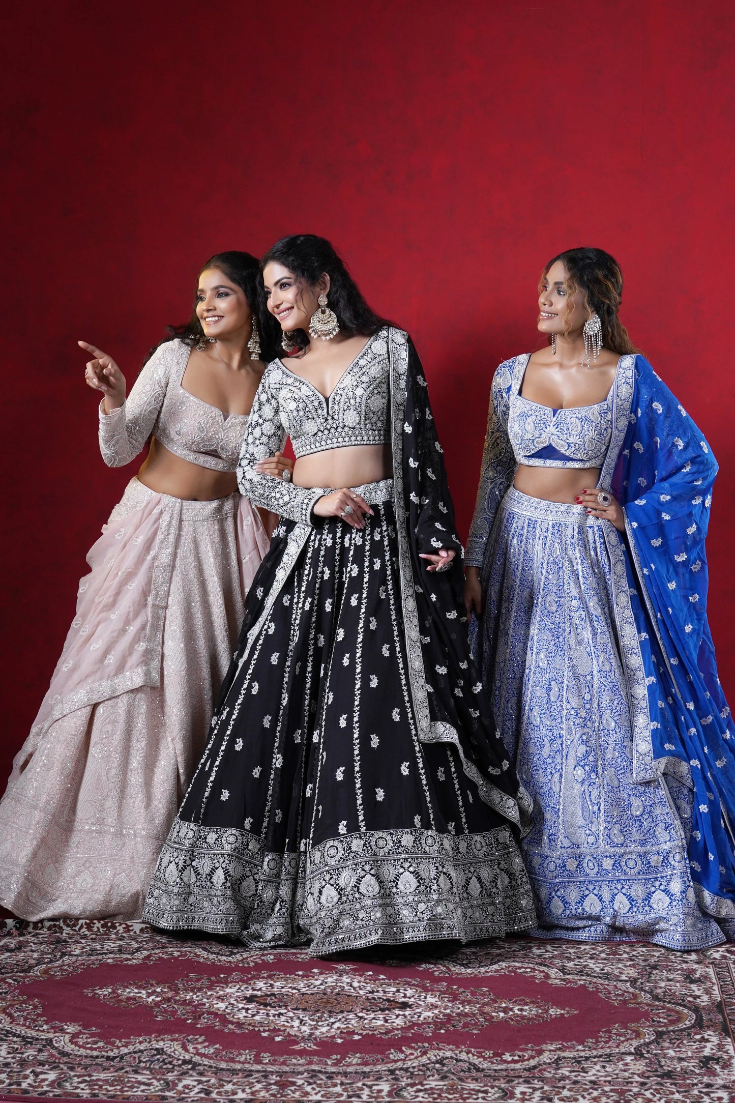 Black Resham Embroidered Georgette Lehenga Set  Sale price