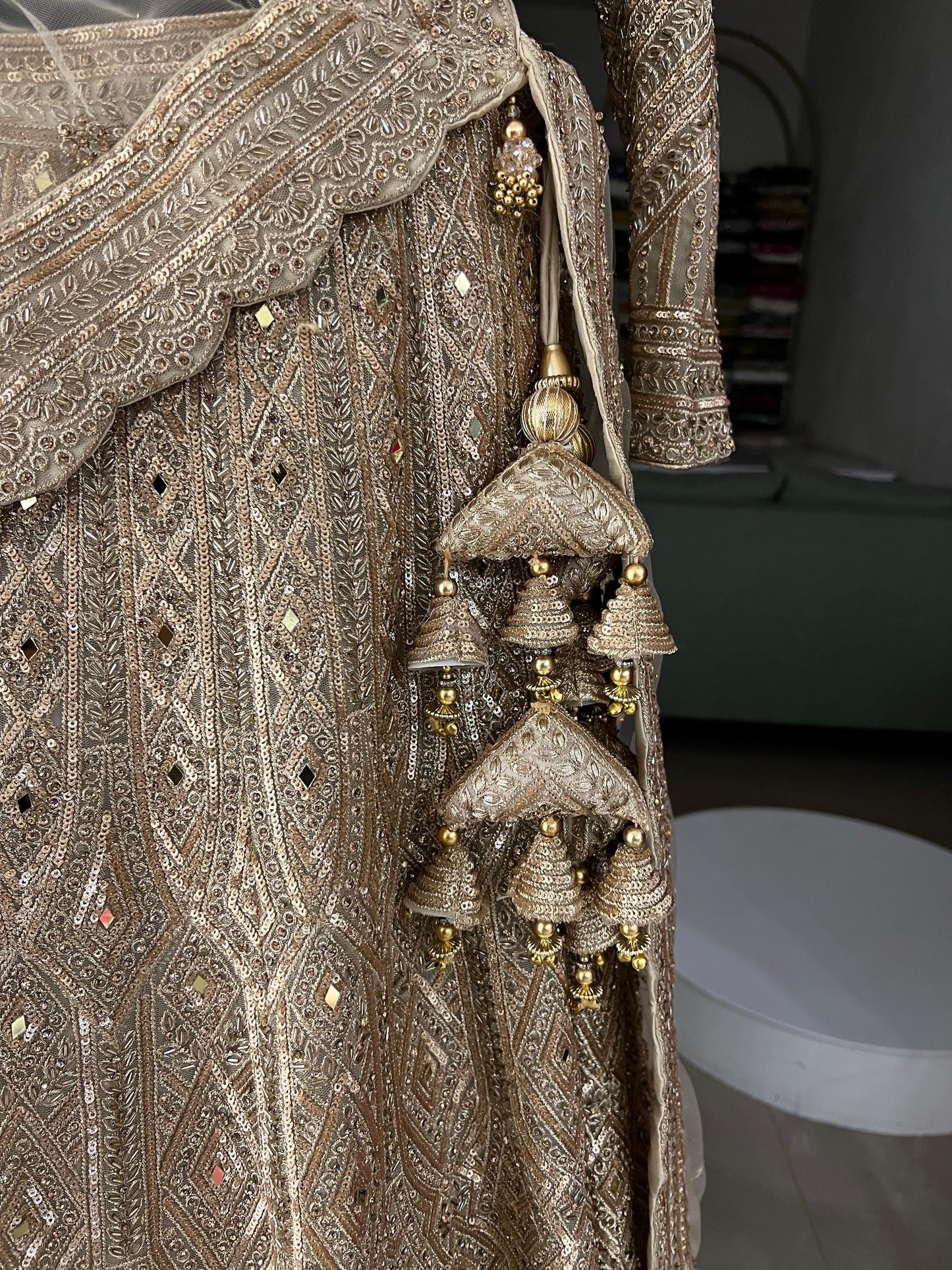 Golden Heavy Embroidered Georgette Lehenga Choli with Net Dupatta