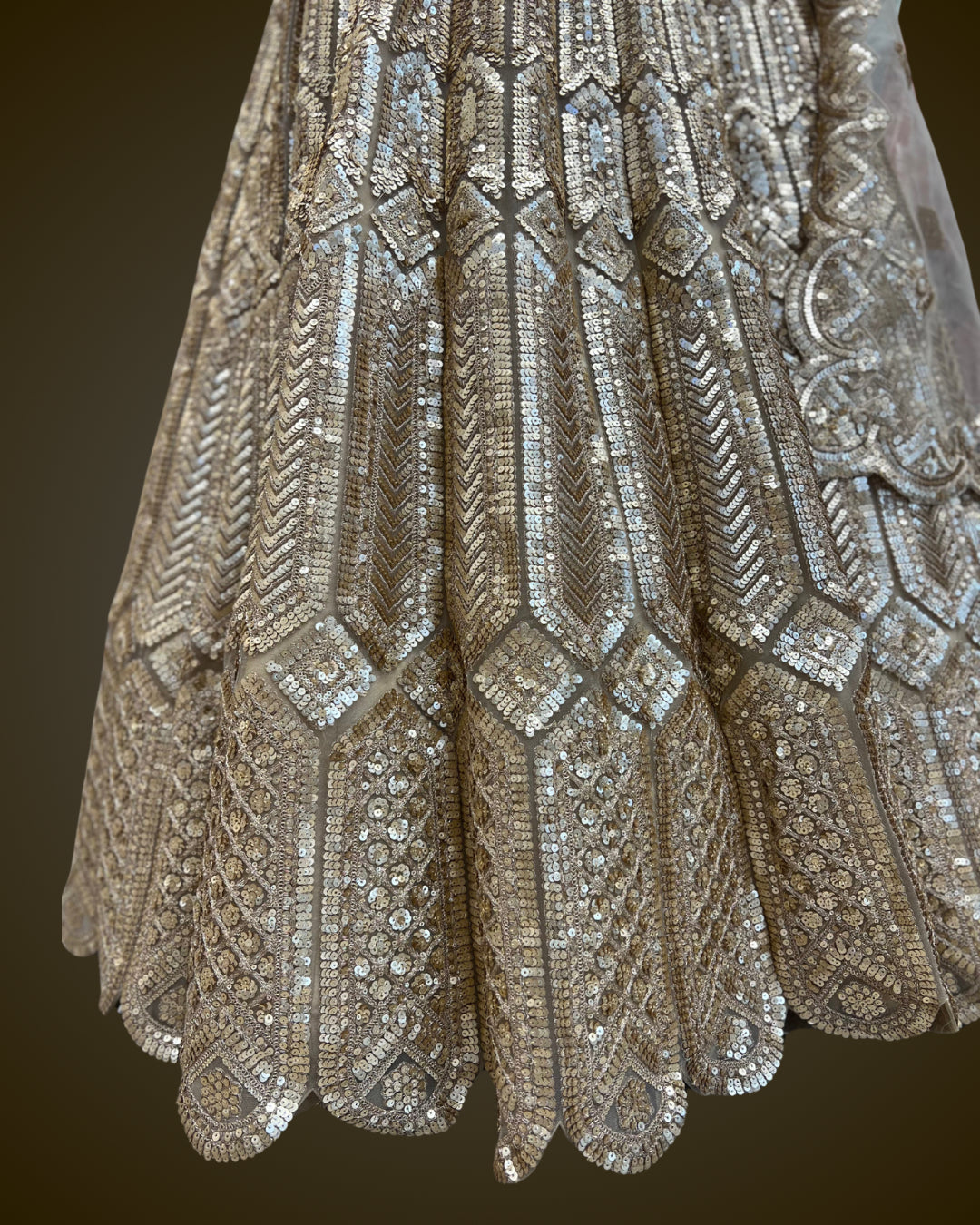 Golden sequins work Lehenga