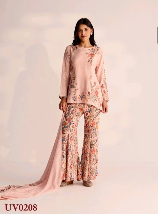 Peach Light Printed Palazzo Set