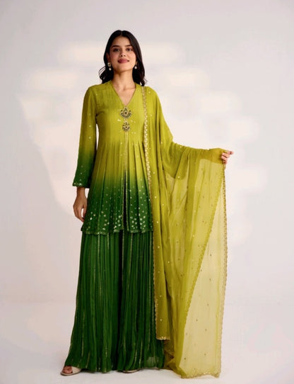 Dark & Light Green Palazzo Set