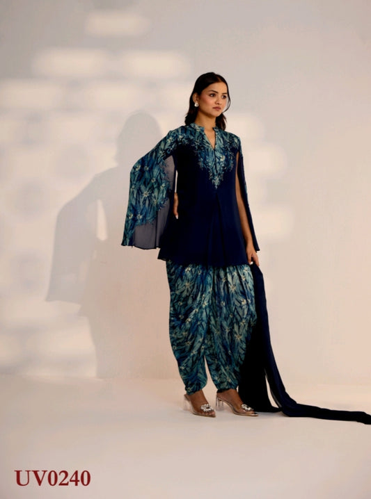 Navy Blue Designer Salwar Kurti Set