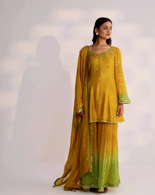 Yellow Designer Sharara set