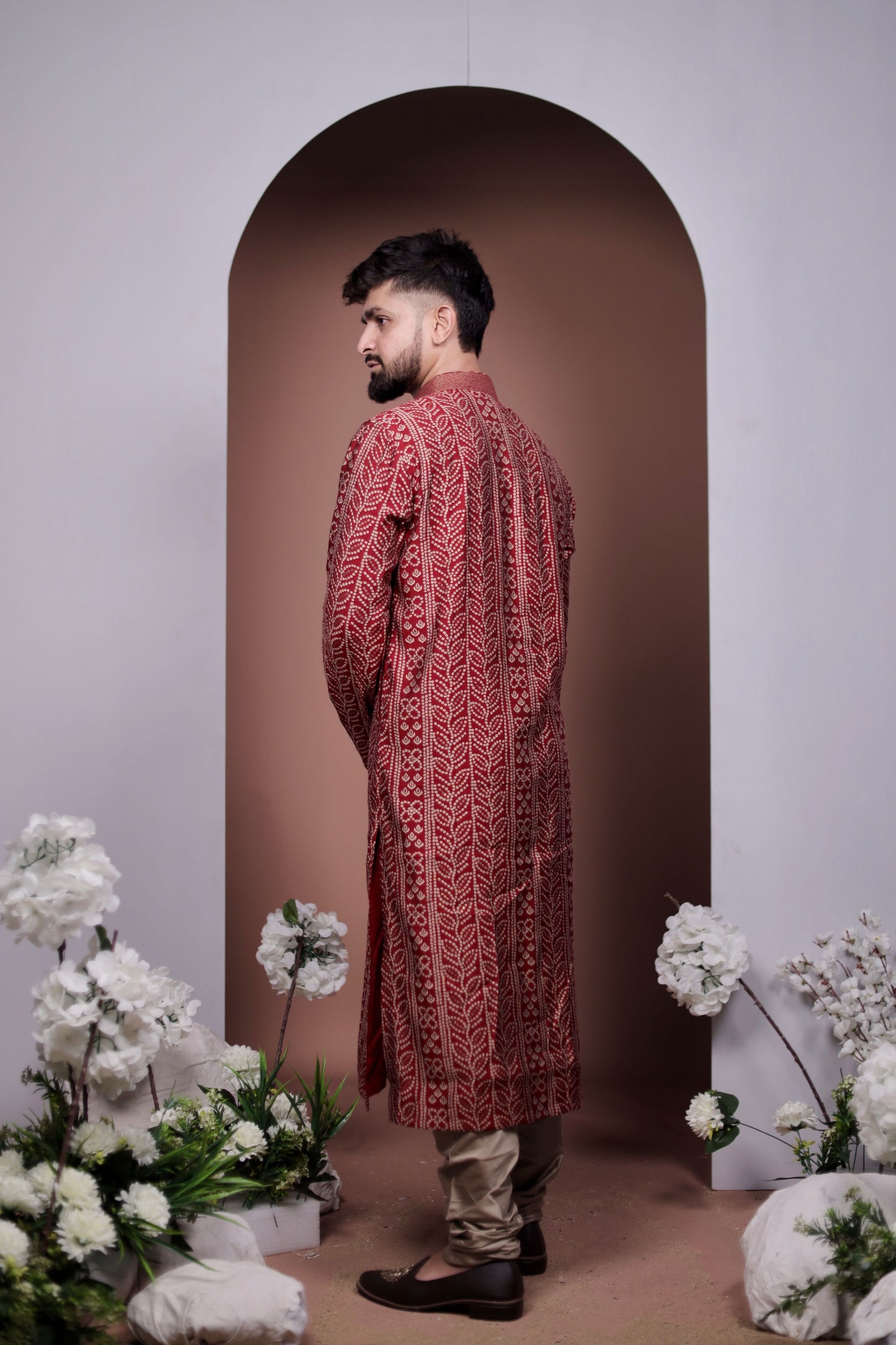 Elegant Red Kurta Set with Authentic Bandhani Work
