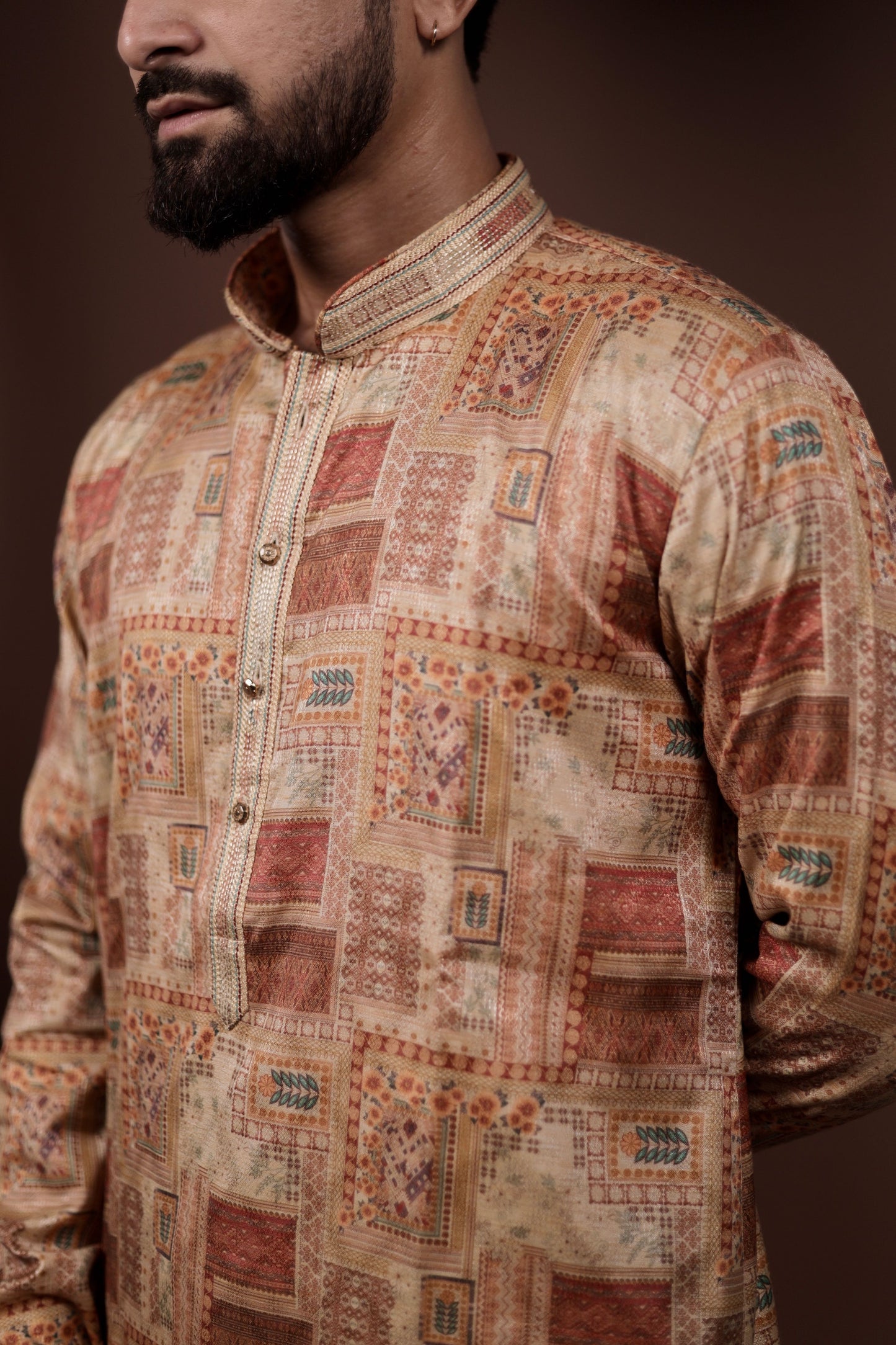 Quicksand Chic Print Work Kurta Set
