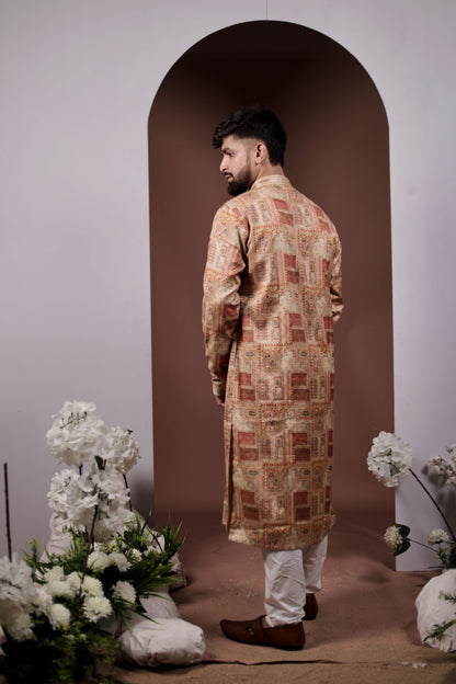 Quicksand Chic Print Work Kurta Set
