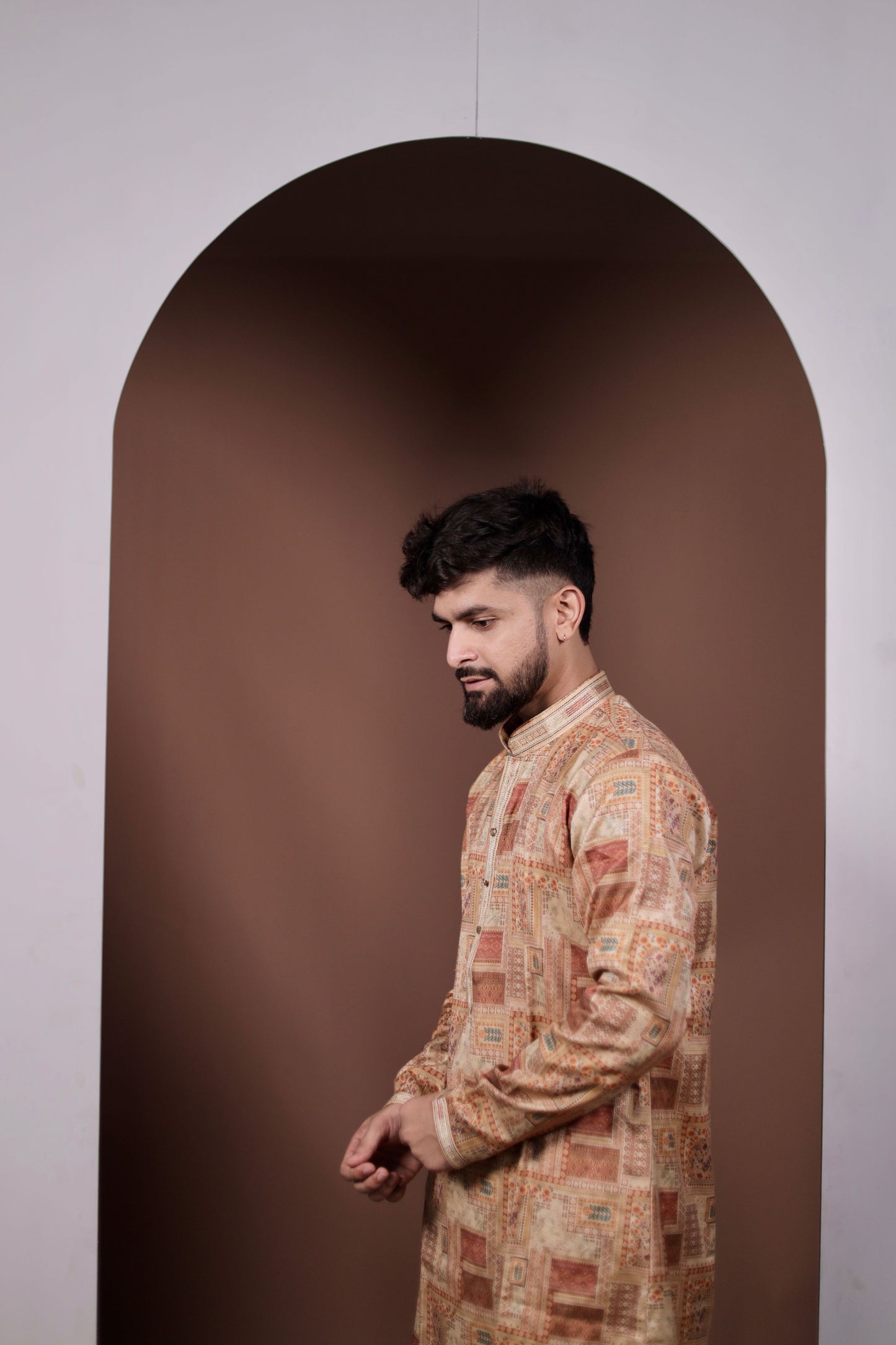Quicksand Chic Print Work Kurta Set