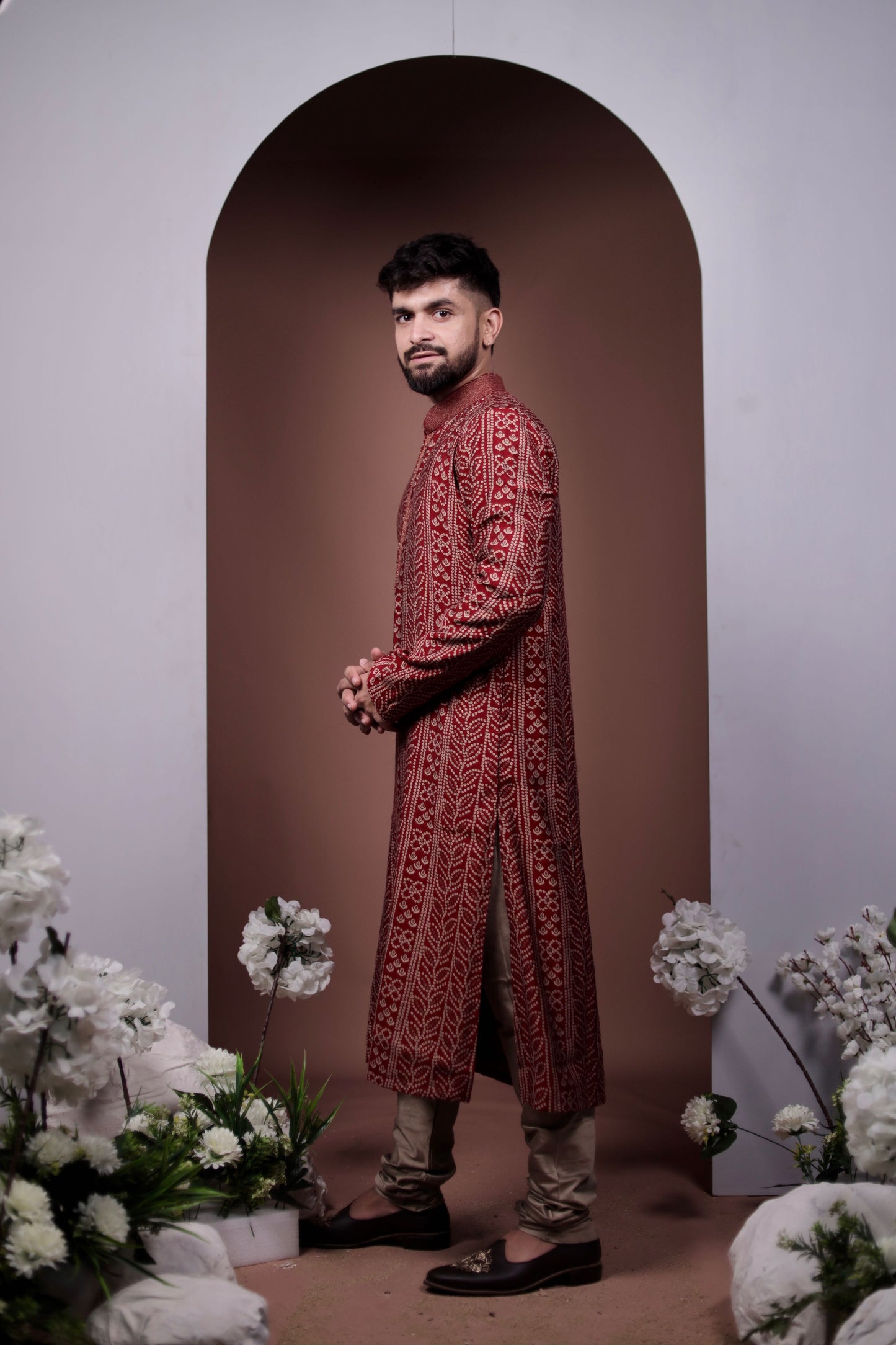 Elegant Red Kurta Set with Authentic Bandhani Work