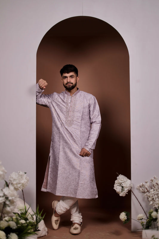 Ethereal Elegance: Pink Swan Kurta Set