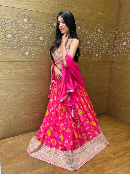 Millennial Pink Organza Lehenga set