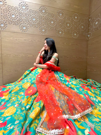 Hand-Embroidered Multi-Colored Lehenga Choli