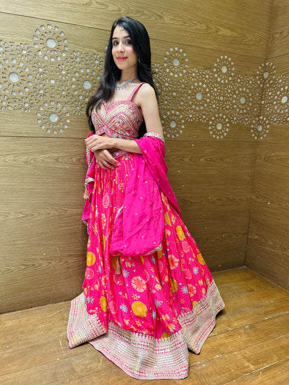 Millennial Pink Organza Lehenga set