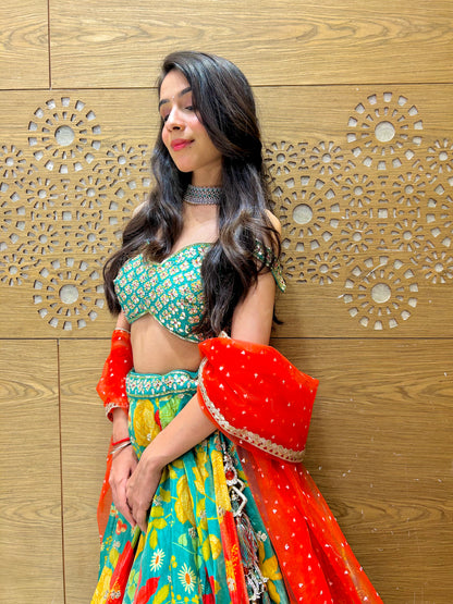 Hand-Embroidered Multi-Colored Lehenga Choli