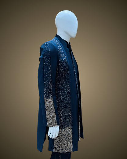 Midnight Blue Embellished Indo Western