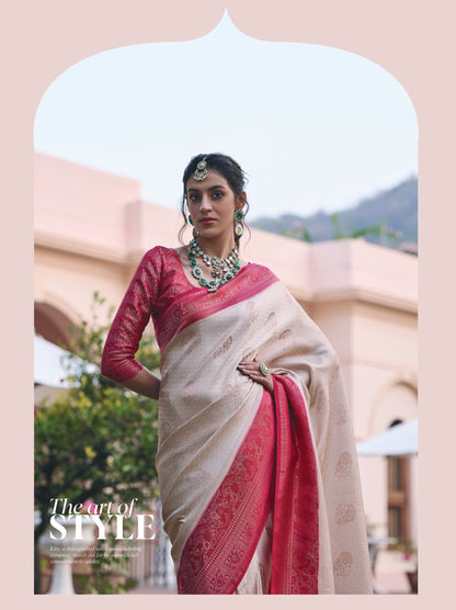 Mushroom Satin Saree with Zari Weaving