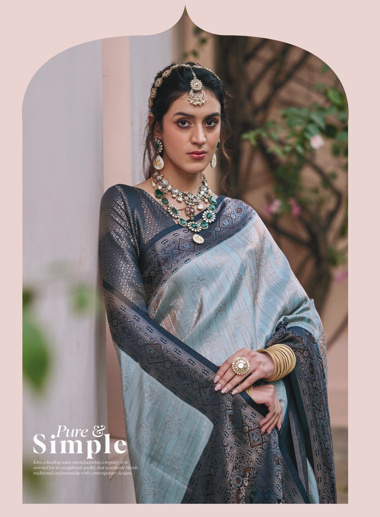 Gray Mushroom Satin Saree with Zari Weaving