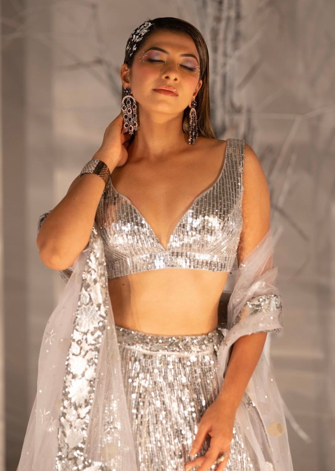 Shimmering Silver: Elegant Lehenga Choli Collection