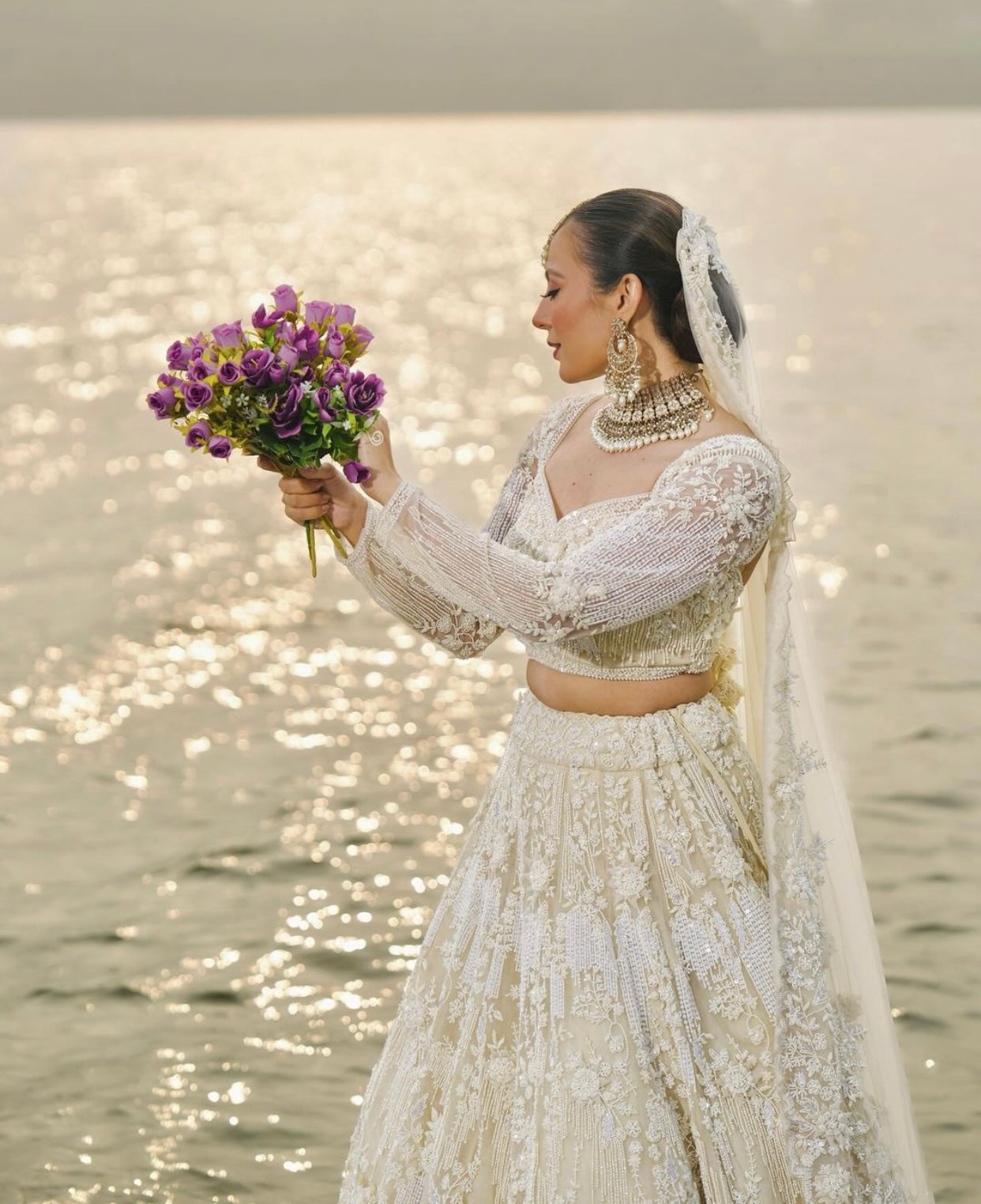 Latest Designer Off White Bridal Lehenga