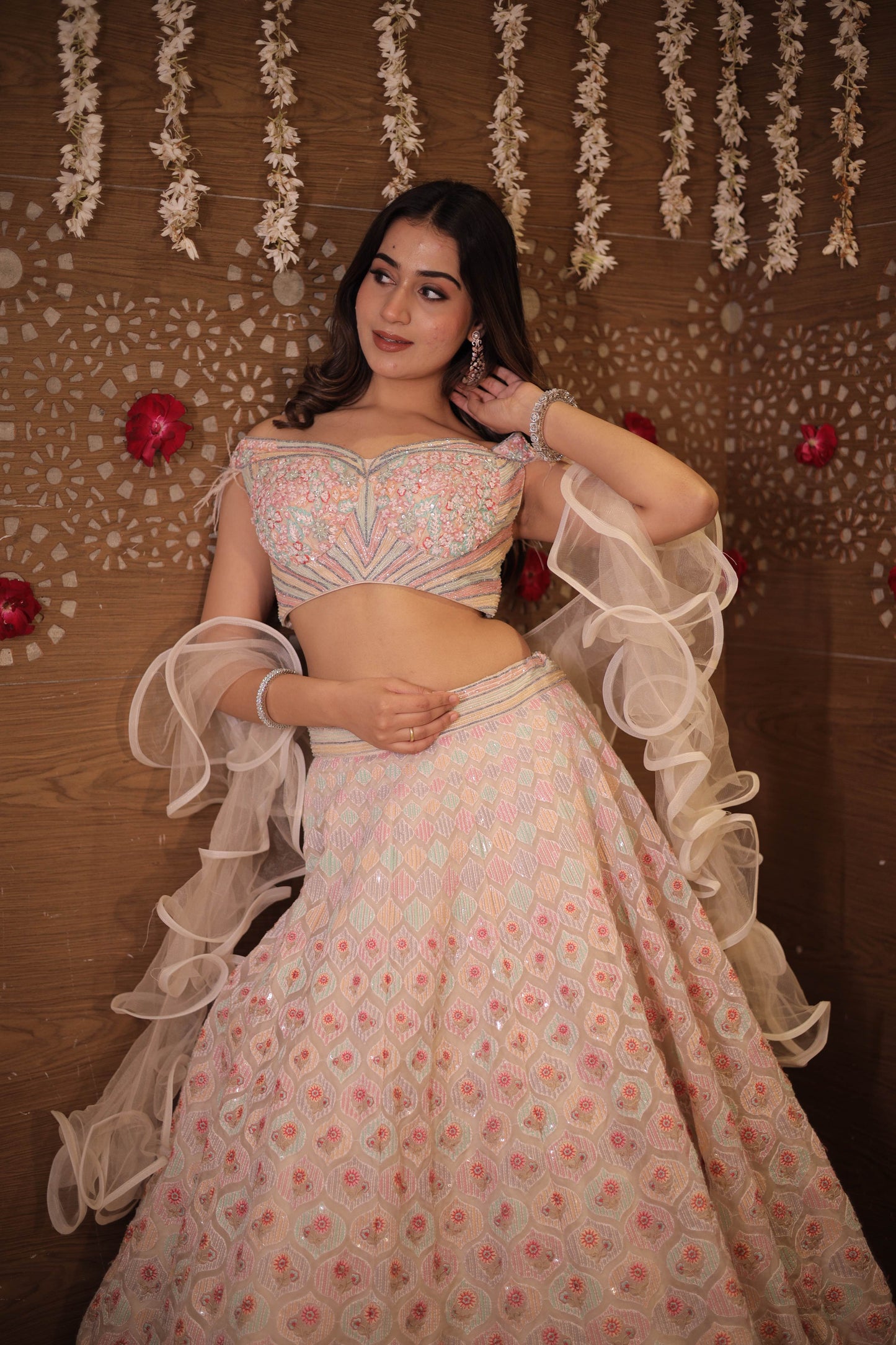 Dreamy pastel elhenga choli set