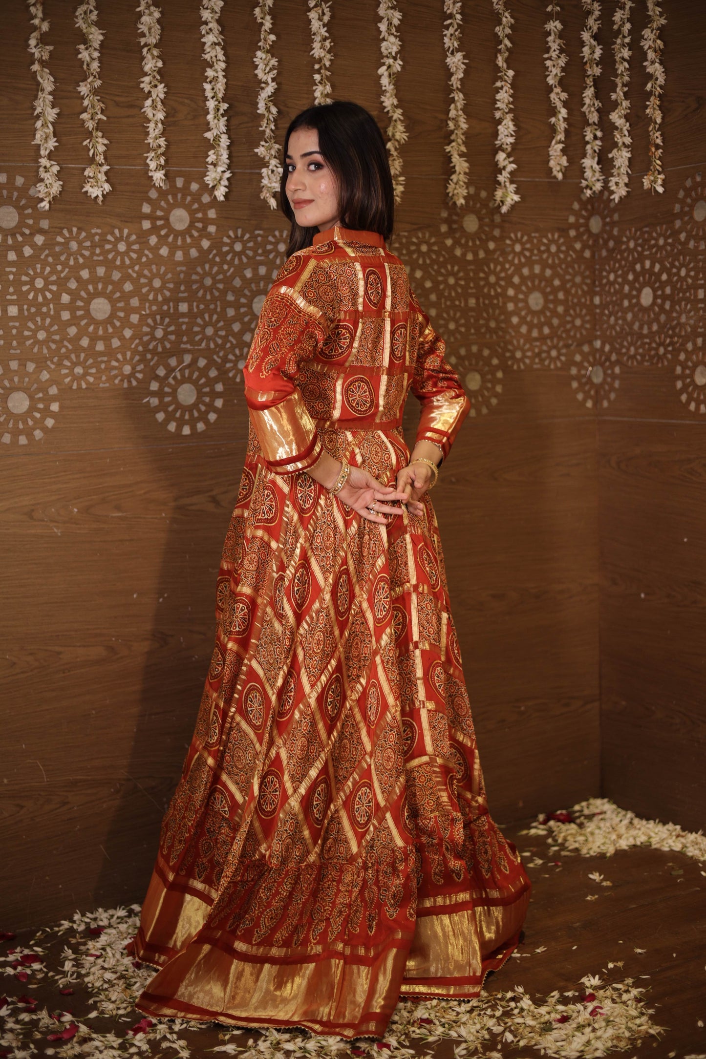 Orange Embroidered Lehenga Choli with Shrug
