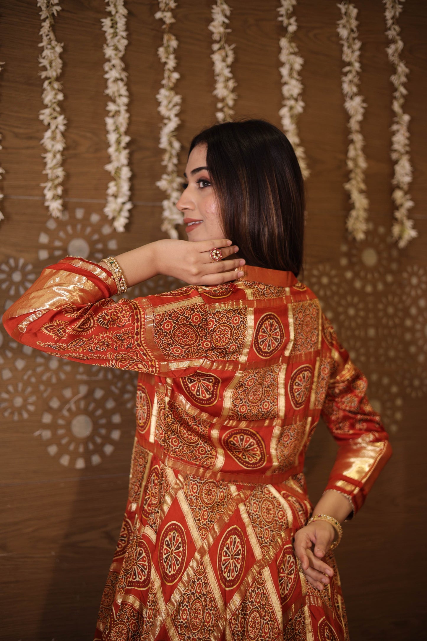 Orange Embroidered Lehenga Choli with Shrug