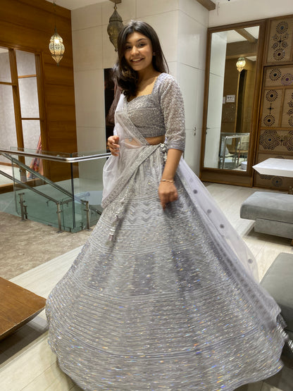 Lavender Elegance with Diamond Work Lehenga Set