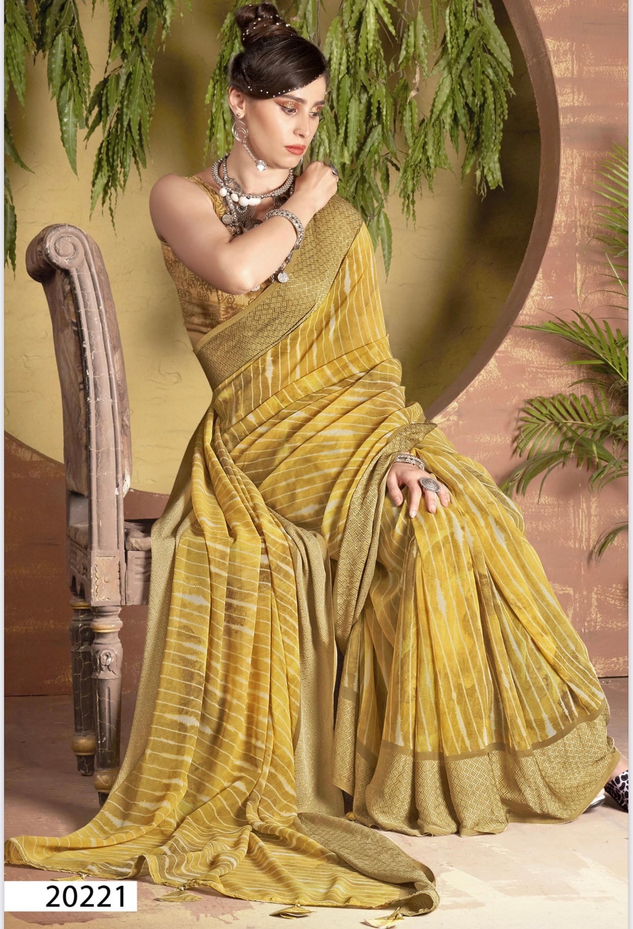 Lemon Yellow Abstract Pure Cotton Saree