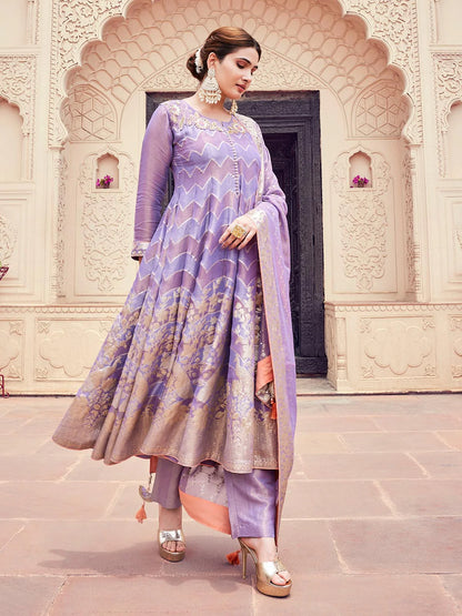 Lavender Jacquard Anarkali Set