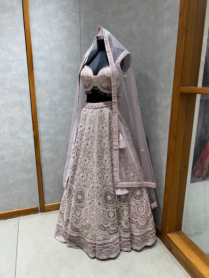 Lavender Mirror work lehnga Choli